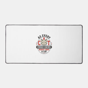 Funny Cat Owner Quote Vintage Engraving Design_1 Desk Mat
