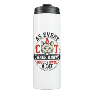 Funny Cat Owner Quote Vintage Engraving Design_1 Thermal Tumbler