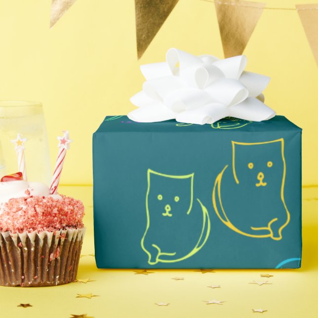 Funny Cat Pattern Gift Wrapping Papper Paper (Birthday Party)