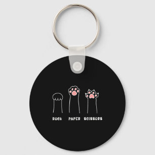 Funny cat paw meme rock paper scissors cute kitten key ring