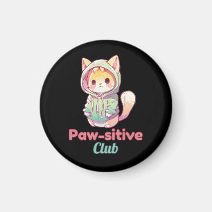 Funny Cat Paw‑sitive Club – Cute Hoodie Kitty Gift Magnet