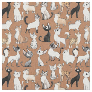 Funny cat paws - terracotta fabric