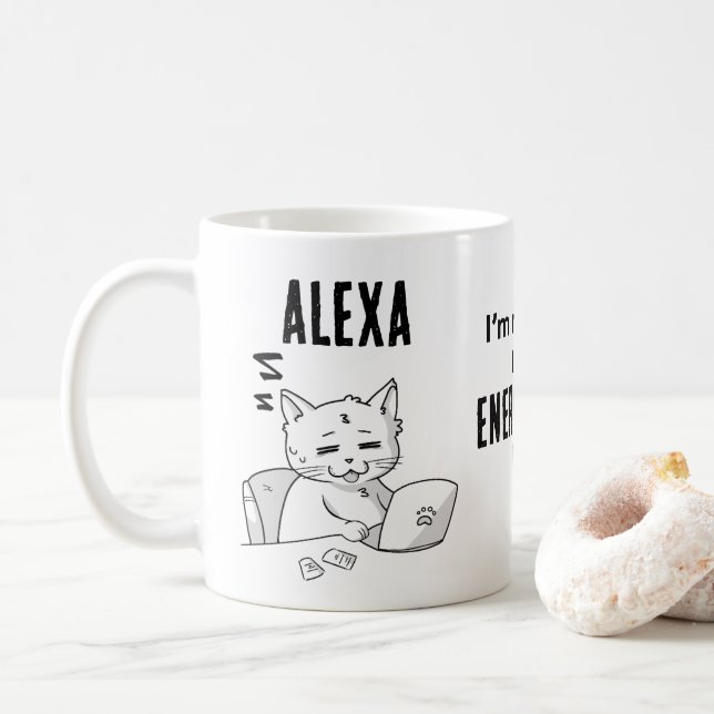 Funny cat personalised coffee mug (With Donut)