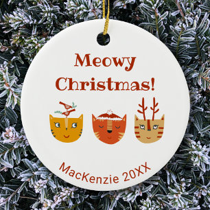 Funny Cat Personalized Christmas Ceramic Tree Decoration