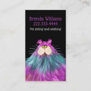 Funny Cat Pet Sitting Dog Walker Business Card