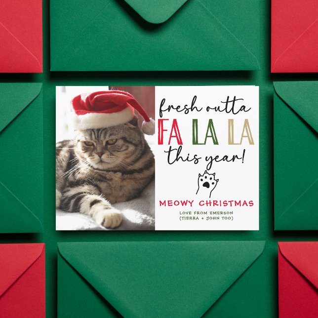Funny Cat Photo Christmas Picture Custom Humourous Holiday Card (Creator Uploaded)