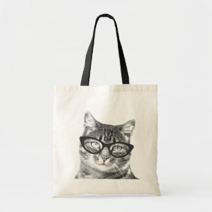 Funny cat photo tote bag Kitten with glasses
