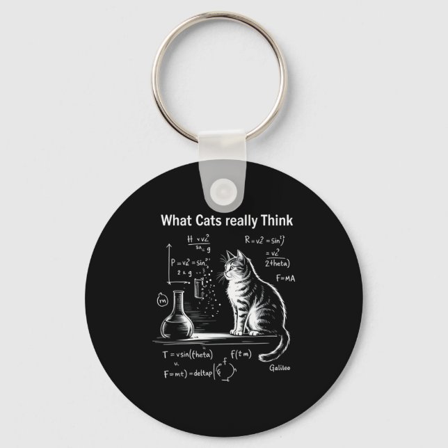 Funny Cat Physics Humor Design What Cats Really Th Key Ring (Front)