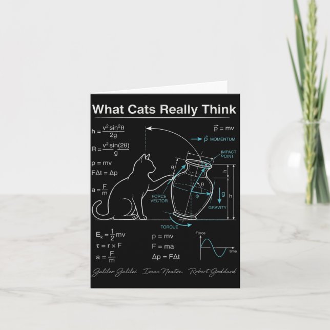 Funny Cat Physics Humour What Cats Think for Men Card (Front)