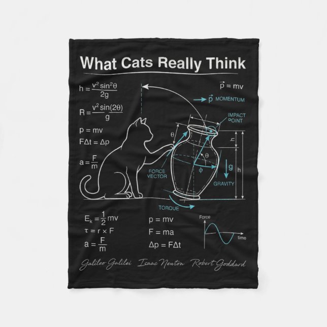 Funny Cat Physics Humour What Cats Think for Men Fleece Blanket (Front)