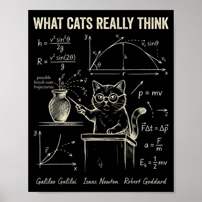 Funny Cat Physics Humour What Cats Think for Men Poster (Front)