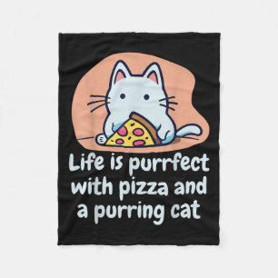 Funny Cat Pizza Lover Kitten Cute Cat Hilarious Qu Fleece Blanket