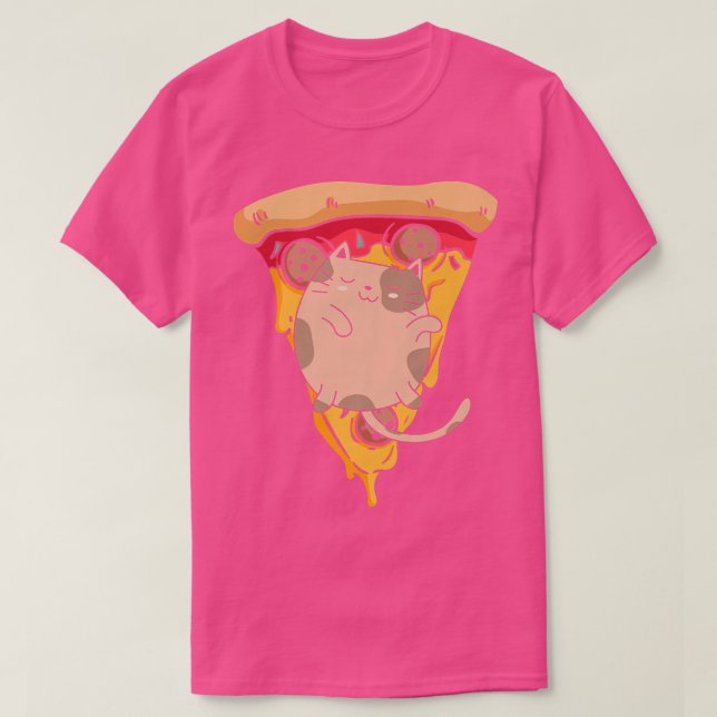 Funny Cat Pizza  T-Shirt (Design Front)