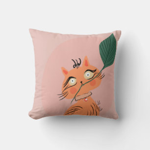 Funny Cat Plant Leaf Cartoon Cushion