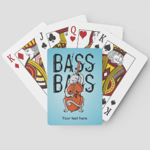 Funny Cat Playing a Double Bass Playing Cards