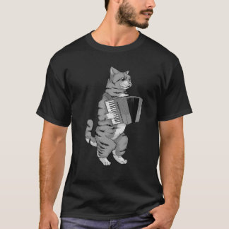 Funny Cat Playing Accordion Cool Musician Harmoniu T-Shirt