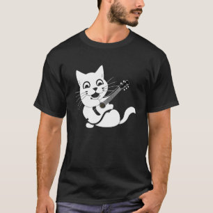 Funny Cat Playing Acoustic Guitar Cat Kitten Music T-Shirt