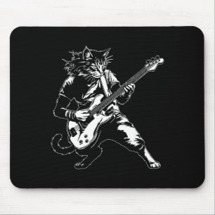Funny Cat Playing B Guitar Rock Music Lover Musici Mouse Mat