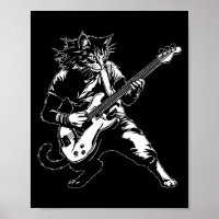 Funny Cat Playing B Guitar Rock Music Lover Musici