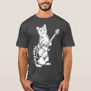 Funny Cat Playing Bass Cool Musician T-Shirt