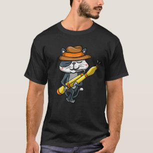 Funny Cat Playing Bassoon Cool Animal Lover Musici T-Shirt