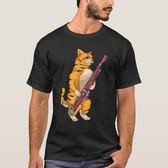 Funny Cat Playing Bassoon Cool Animal Lover Musici T-Shirt (Front)