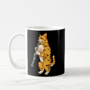Funny Cat Playing Clarinet Cool Animal Musician Coffee Mug