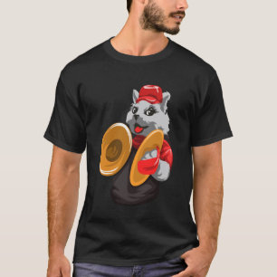 Funny Cat Playing Cymbals Percussion Music T-Shirt