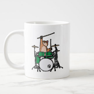 Funny Cat Playing Drums, Cat Drummer, Drummer Gift Large Coffee Mug