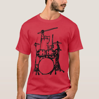 Funny Cat Playing Drums  T-Shirt