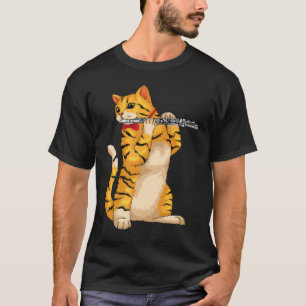 Funny Cat Playing Flute Cool Animal Musician Flute T-Shirt