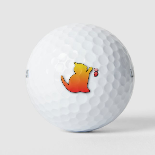 funny cat playing golf balls (Front)