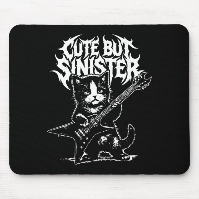 Funny cat playing guitar guitarist rock and roll  mouse mat (Front)