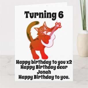 Funny Cat Playing Guitar Personalised Birthday Card