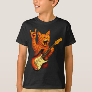 Funny Cat Playing Guitar Rock And Roll Gifts Men W T-Shirt