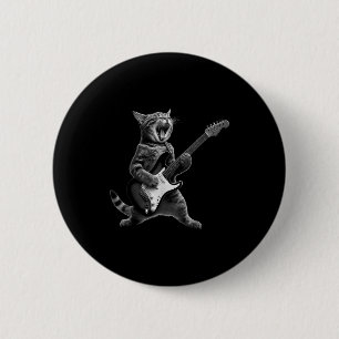 Funny Cat Playing Guitar Rock And Roll Men Women K 6 Cm Round Badge