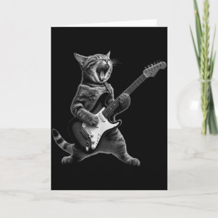 Funny Cat Playing Guitar Rock And Roll Men Women K Card
