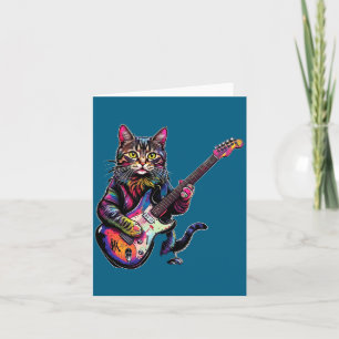 Funny Cat Playing Guitar Rock And Roll Men Women K Card