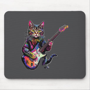 Funny Cat Playing Guitar Rock And Roll Men Women K Mouse Mat