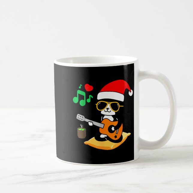 Funny Cat Playing Guitar Sungles Santa Hat Christm Coffee Mug (Right)