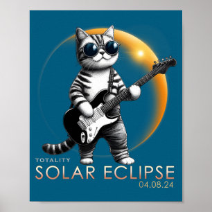 Funny Cat Playing Guitar Total Solar Poster