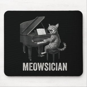 Funny Cat Playing Piano Music Pun Meowsician Band Mouse Mat