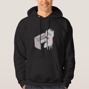 Funny Cat Playing Piano Musical Instrument Pianist Hoodie