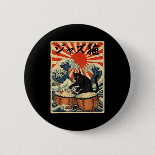 Funny Cat Playing Timpani For Jazz Musician Percus 6 Cm Round Badge