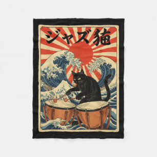 Funny Cat Playing Timpani For Jazz Musician Percus Fleece Blanket