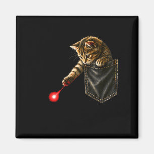 Funny Cat Playing with A Laser Dot Cat in Pocket Magnet