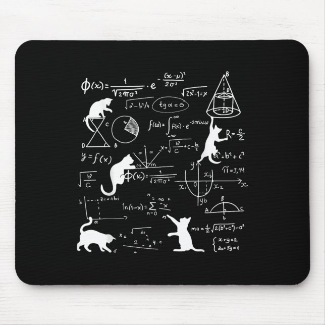 Funny Cat Playing With Math Formulas Kitten Cat An Mouse Mat (Front)