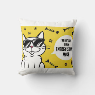 Funny Cat Poster, Cartoon cat wearing sunglasses Cushion