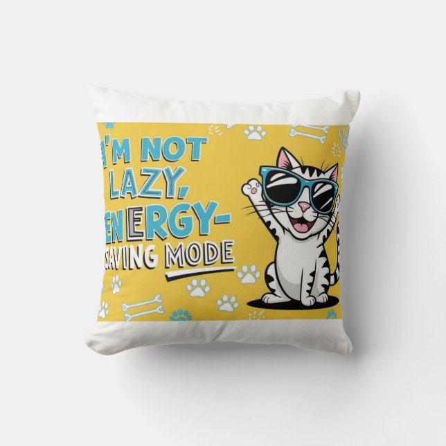 Funny Cat Poster, Cartoon cat wearing sunglasses  Cushion (Front)