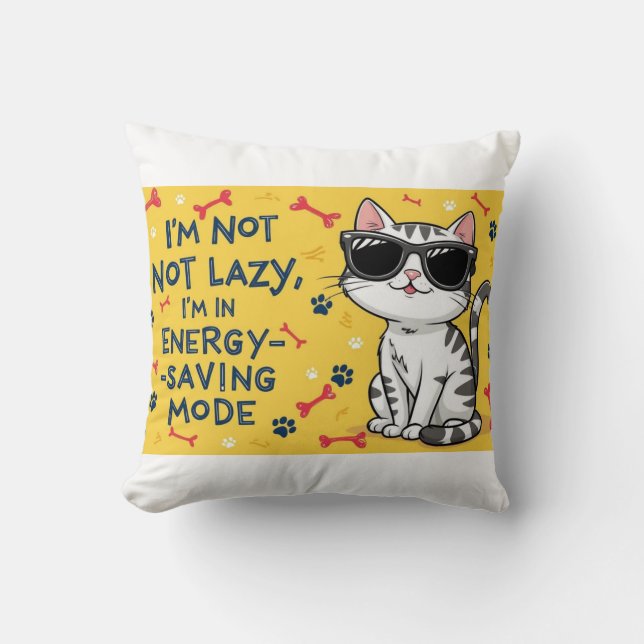 Funny Cat Poster, Cartoon cat wearing sunglasses  Cushion (Front)